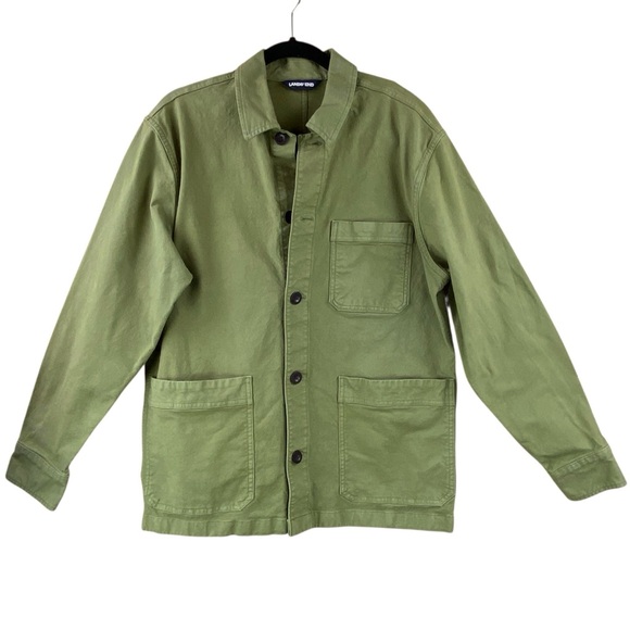 SOLD.   Lands’ End Canvas Utility Jacket Size M Olive Green Military Safari Barn - Picture 7 of 7